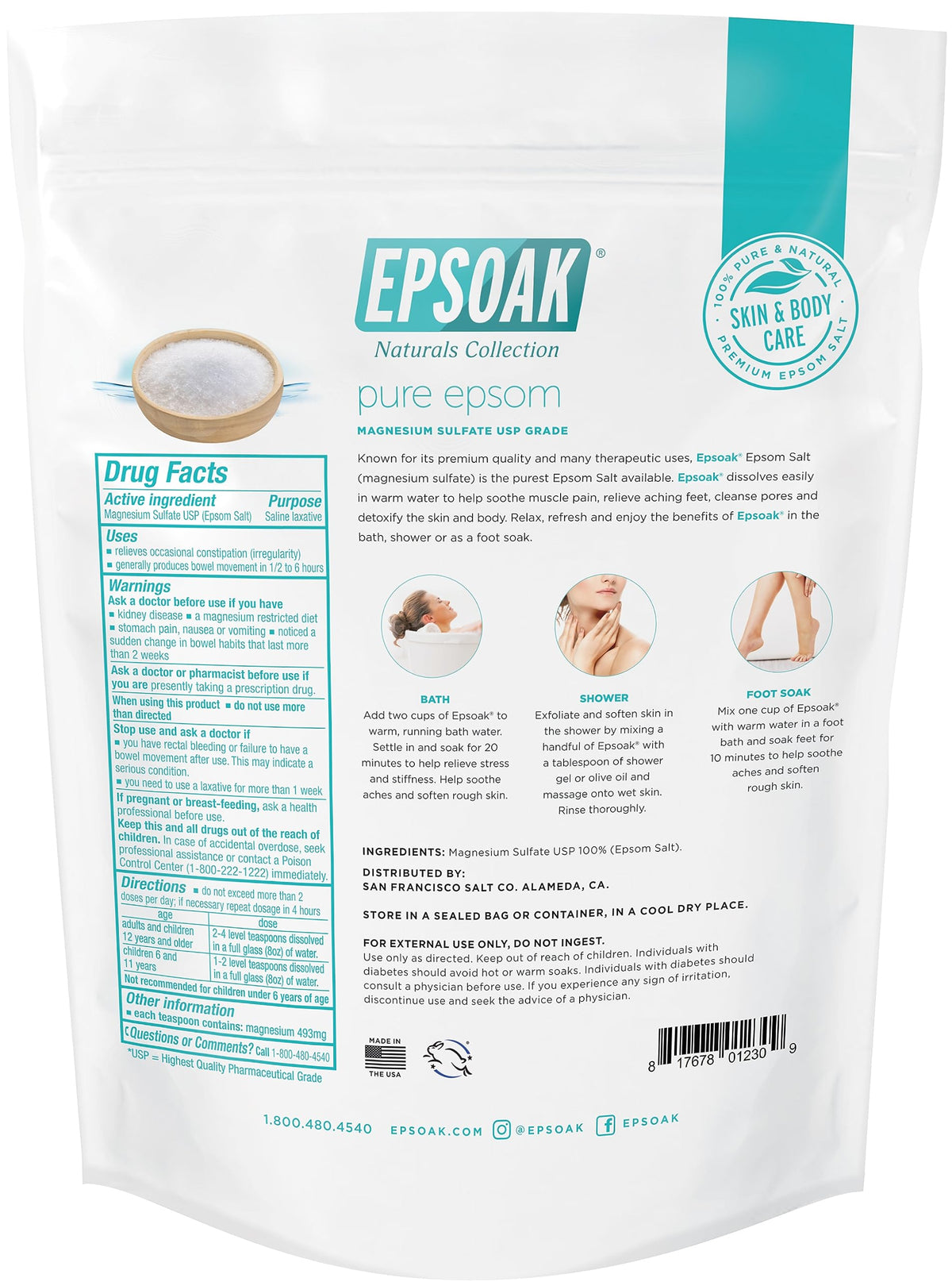 Epsoak beside a ruler showing compact 2 lb size for travel-friendly use