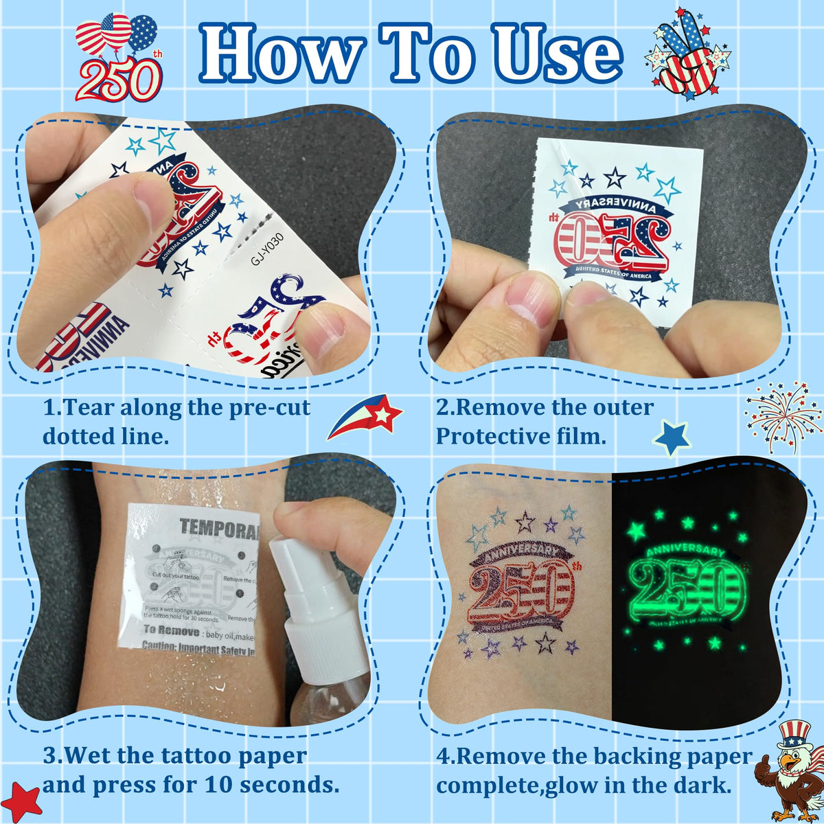 Epuxiael kids wearing tattoos at outdoor event for instant patriotic fun