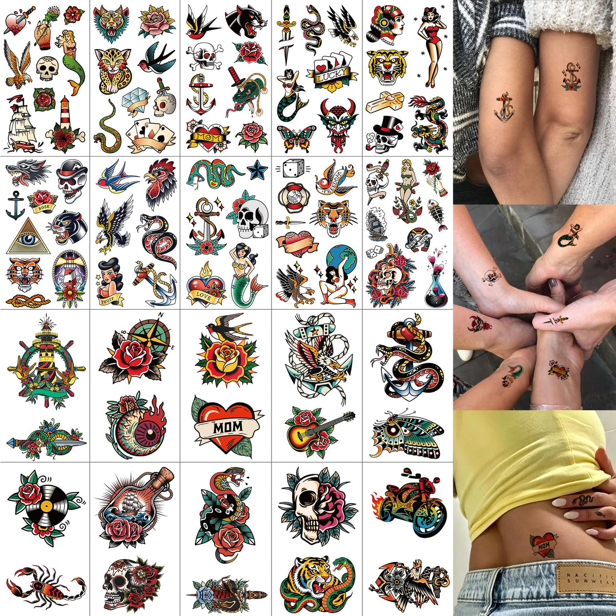Epuxiael front packaging showing 20 sheets and 96 tattoos, easy selection benefit
