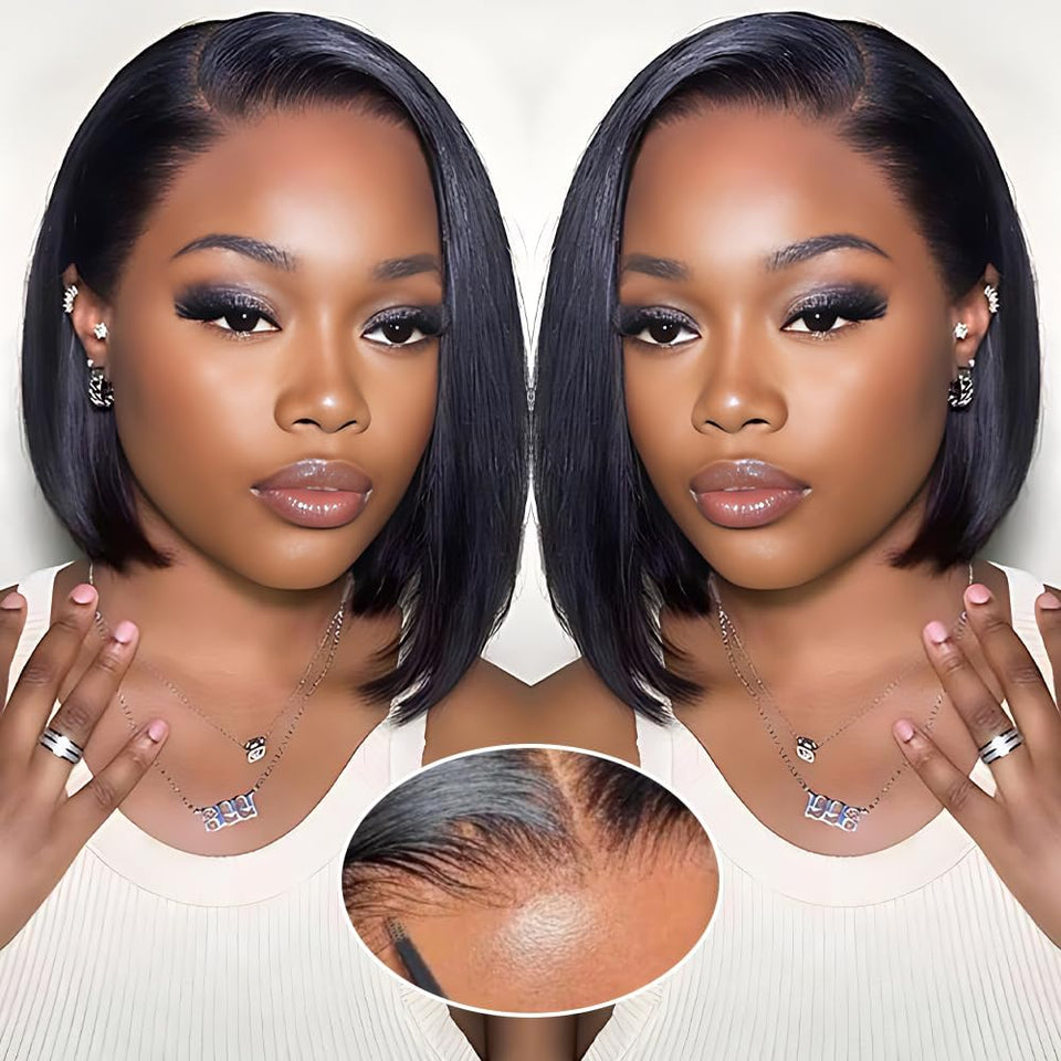 EQ DUOUPA front view bob wig showing sleek straight cut and natural look