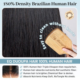 EQ DUOUPA hair texture close-up showing soft Brazilian shine and bounce