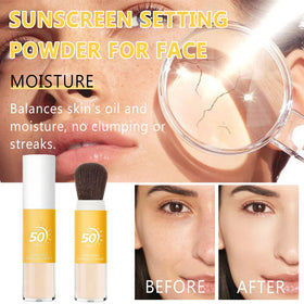 Eqimznv applying over makeup to protect skin without disturbing foundation