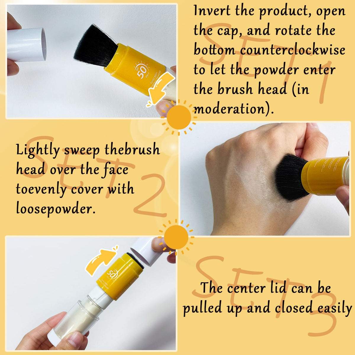Eqimznv open cap showing powder dispense mechanism for easy loading