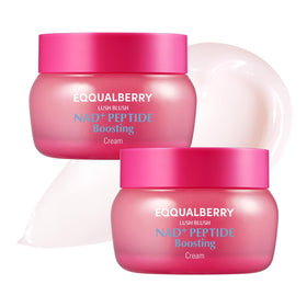 EQQUALBERRY front packaging showing dual pink cream jars for sustained routine