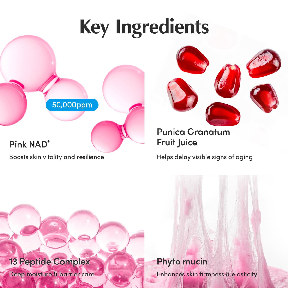 EQQUALBERRY ingredients label close-up highlighting peptide blend