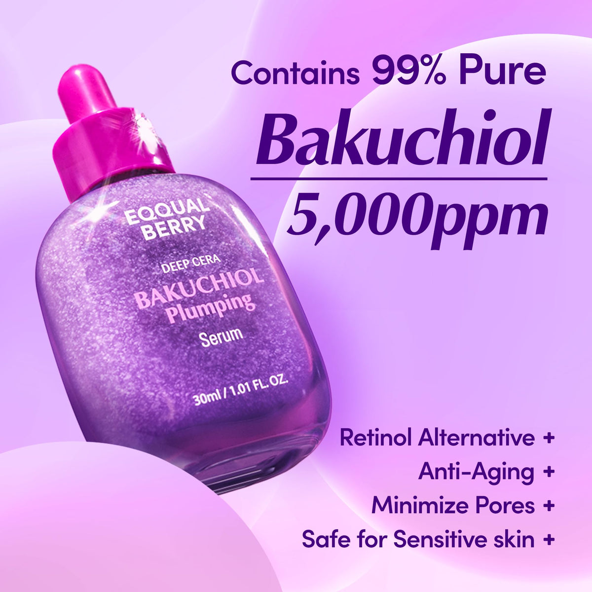 EQQUALBERRY pump and label close-up highlighting concentration and claims