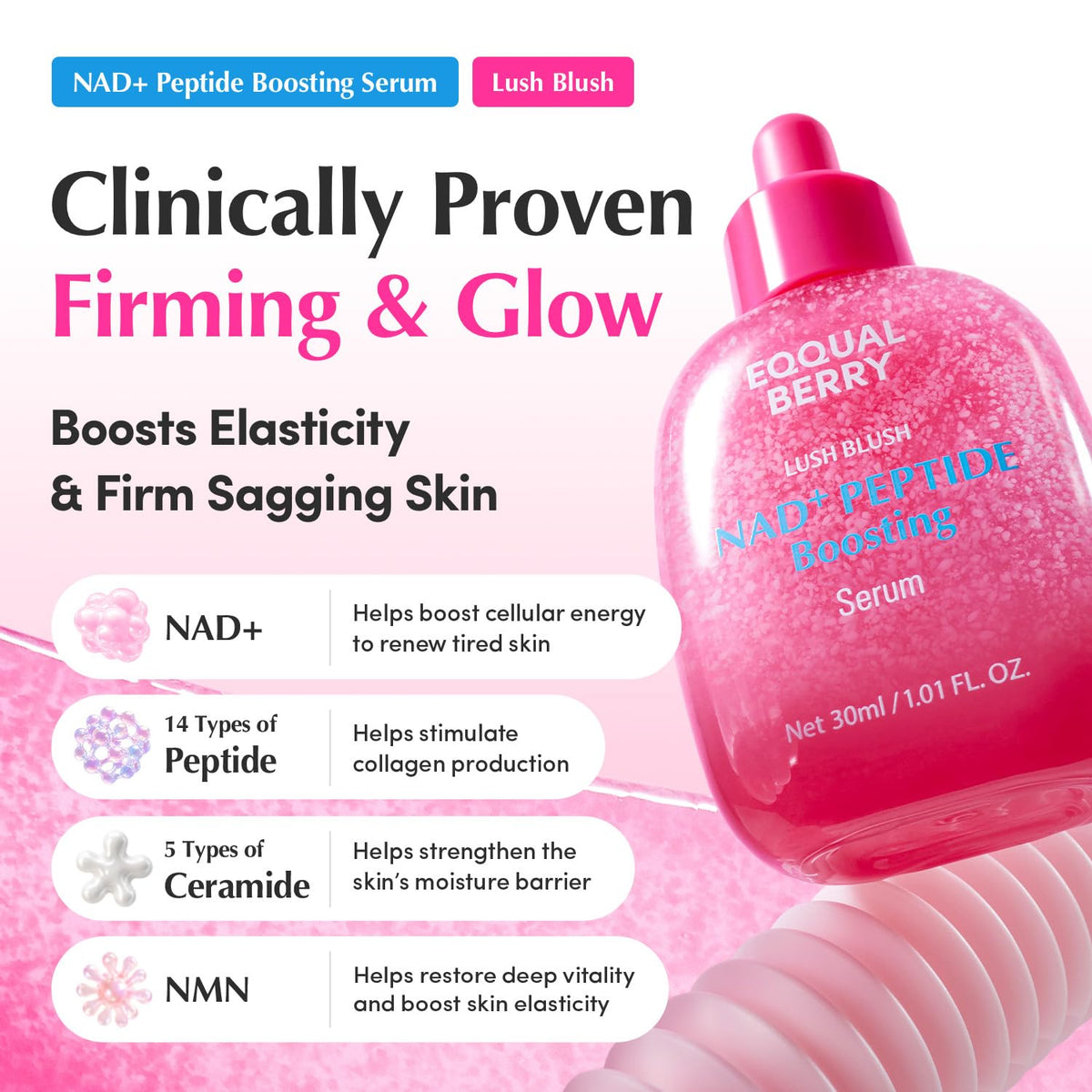 EQQUALBERRY dropper releasing clear serum texture for fast absorption