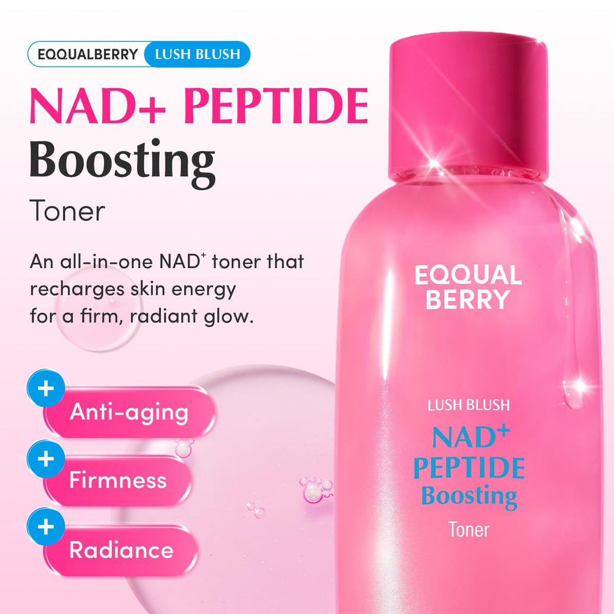 EQQUALBERRY texture close-up droplet highlighting lightweight, fast absorption