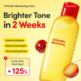 EQQUALBERRY toner texture pouring from bottle showing lightweight hydrating finish