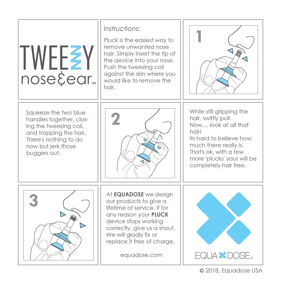 EQUADOSE Tweezy next to trimmer visual compare highlights fewer parts and long-lasting use