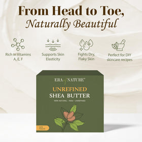 era of nature close texture raw shea butter showing creamy spreadability