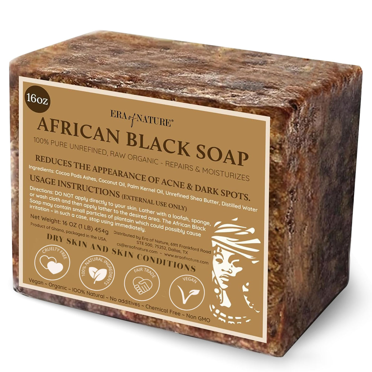 era of nature front block showing packaging and natural appearance, highlights purity