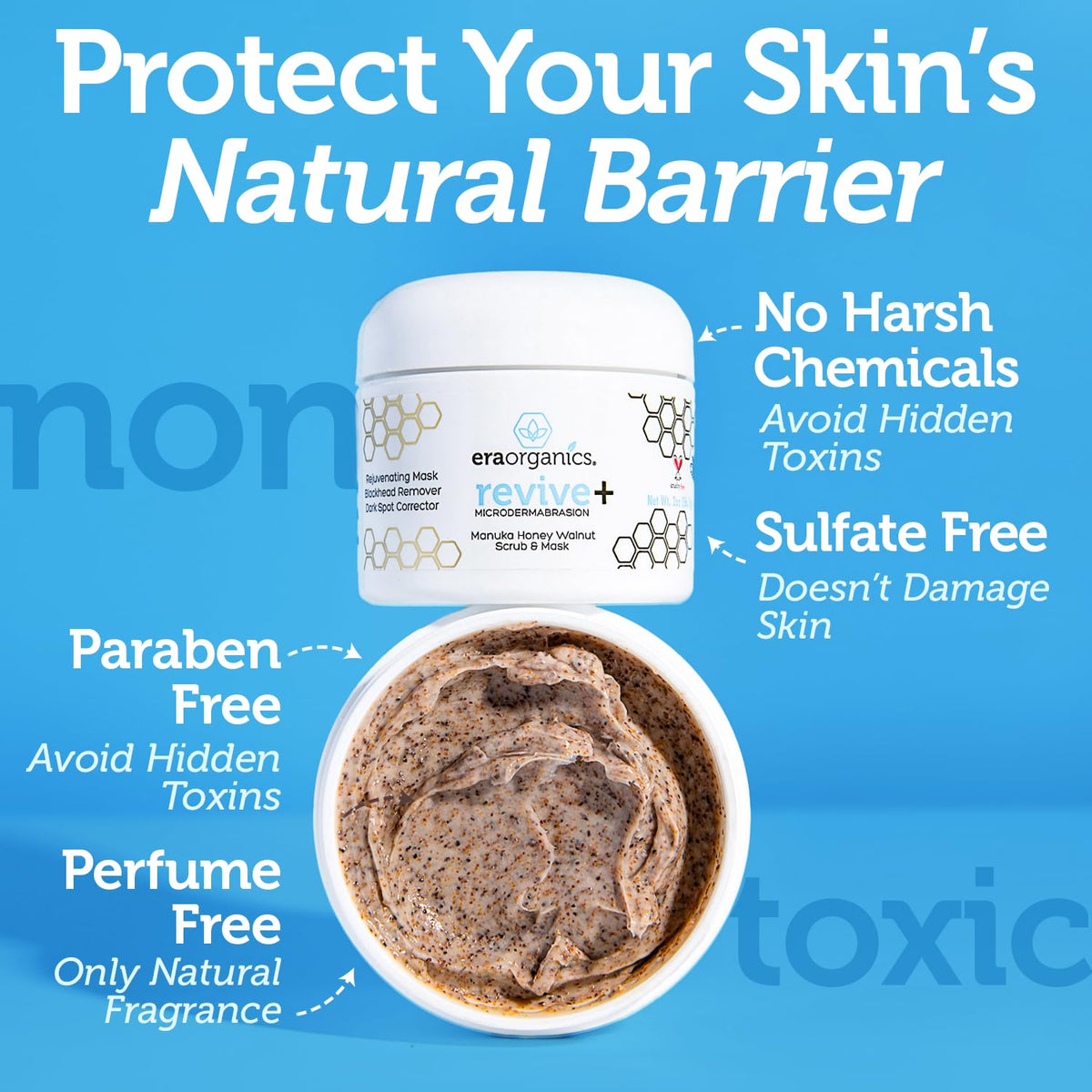 Era Organics scrub applied to hand, illustrates gentle microdermabrasion in use