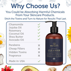 Man using Era Organics face wash in shower, illustrating quick two-in-one face and body cleanse