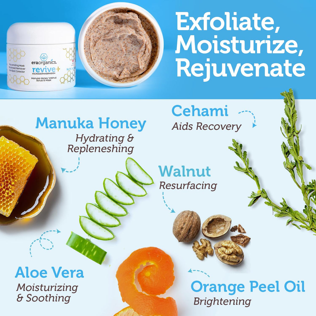 Era Organics texture close-up showing honey-rich scrub and gentle granules