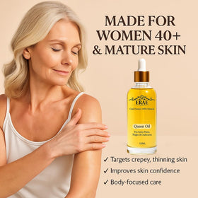 ERAE applying oil to leg demonstrating smooth, non-greasy finish