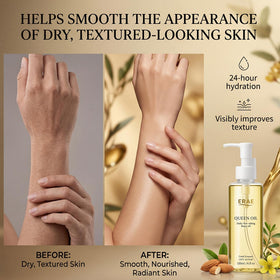 ERAE oil pouring to display silky texture and fast absorption benefit: no greasy finish