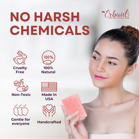 Erbaid soap ingredients flatlay with oils oats and calamine benefit