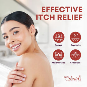 Erbaid soap lather in hand demonstrating gentle anti‑itch foam