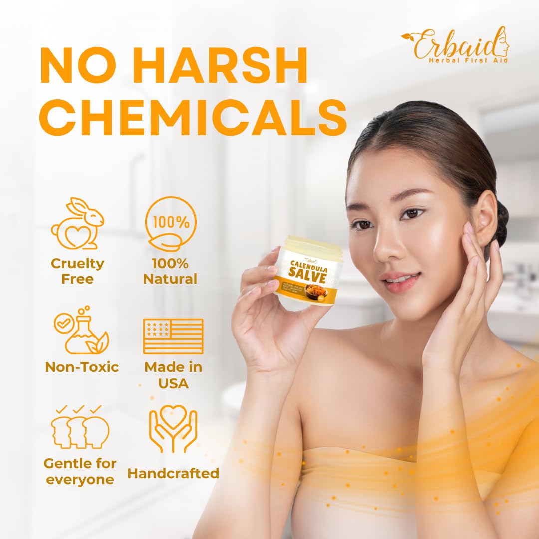 Erbaid calendula ointment application on hand demonstrating quick absorption benefit