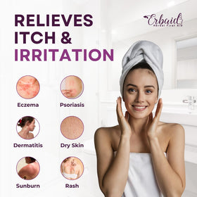 Erbaid oatmeal texture close-up highlighting soothing grain benefits
