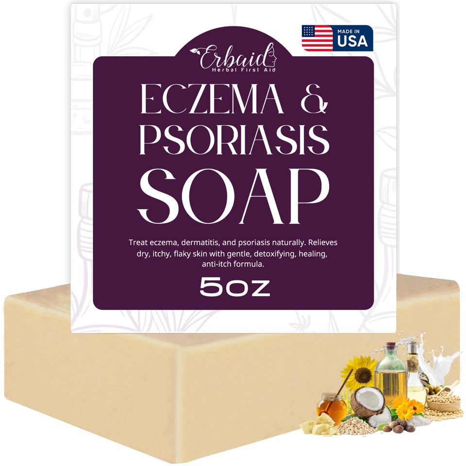 Erbaid front packaging showing soothing eczema soap benefits