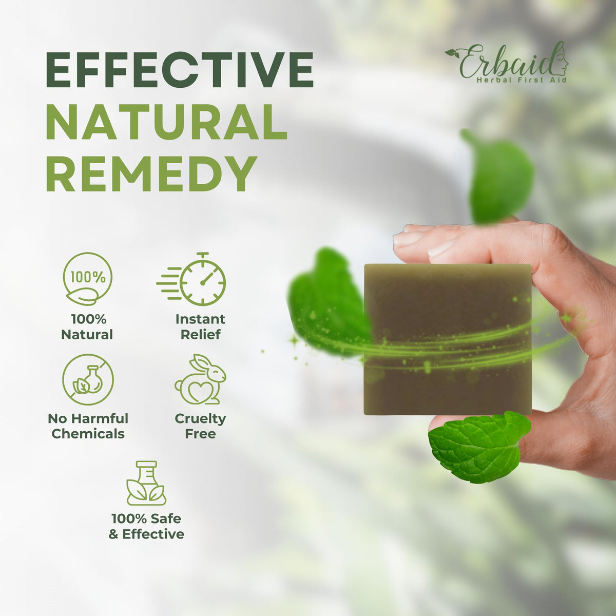 Erbaid soap label and back ingredients list showing natural formula benefit