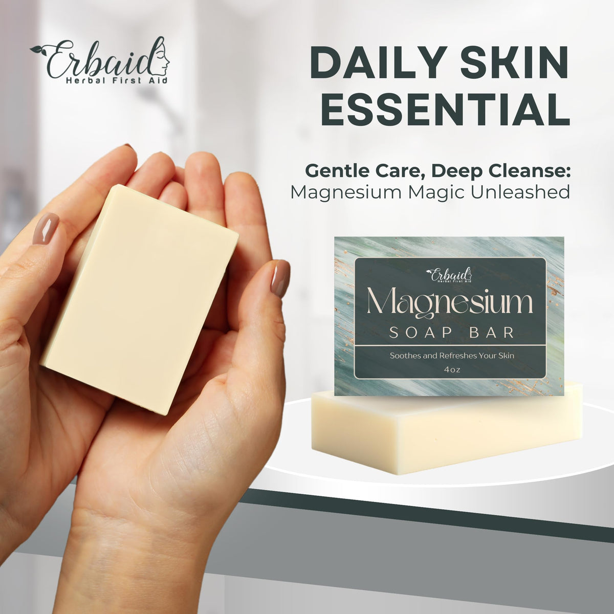 Erbaid creamy lather on skin demonstrating gentle cleansing