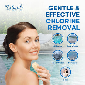 Erbaid lather on wet hands demonstrating effective chlorine and salt removal for post-swim care
