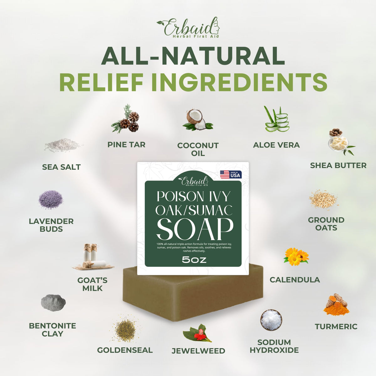 Erbaid soap placed in camping kit illustrating on‑trail emergency use benefit