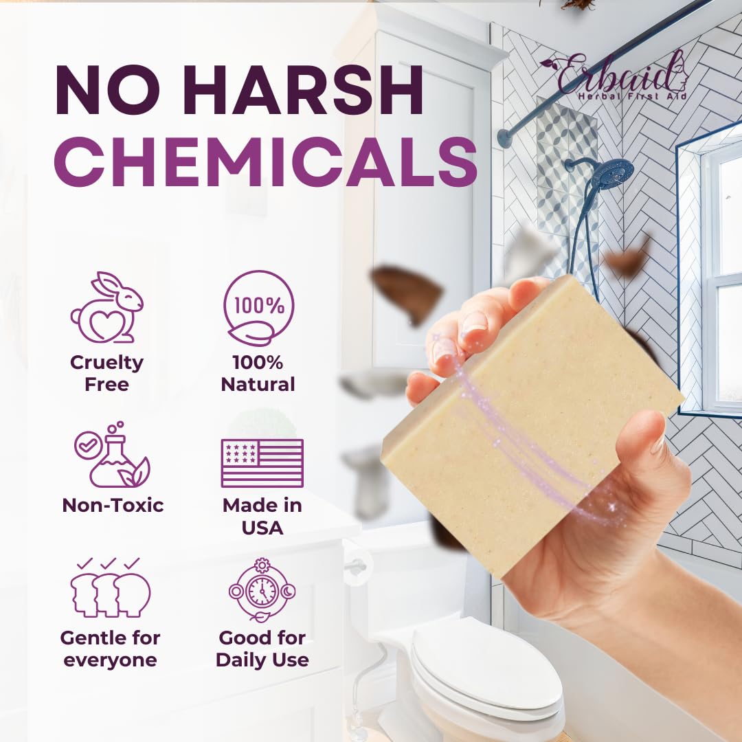 Erbaid soap lather on hand demonstrating gentle cleansing benefit