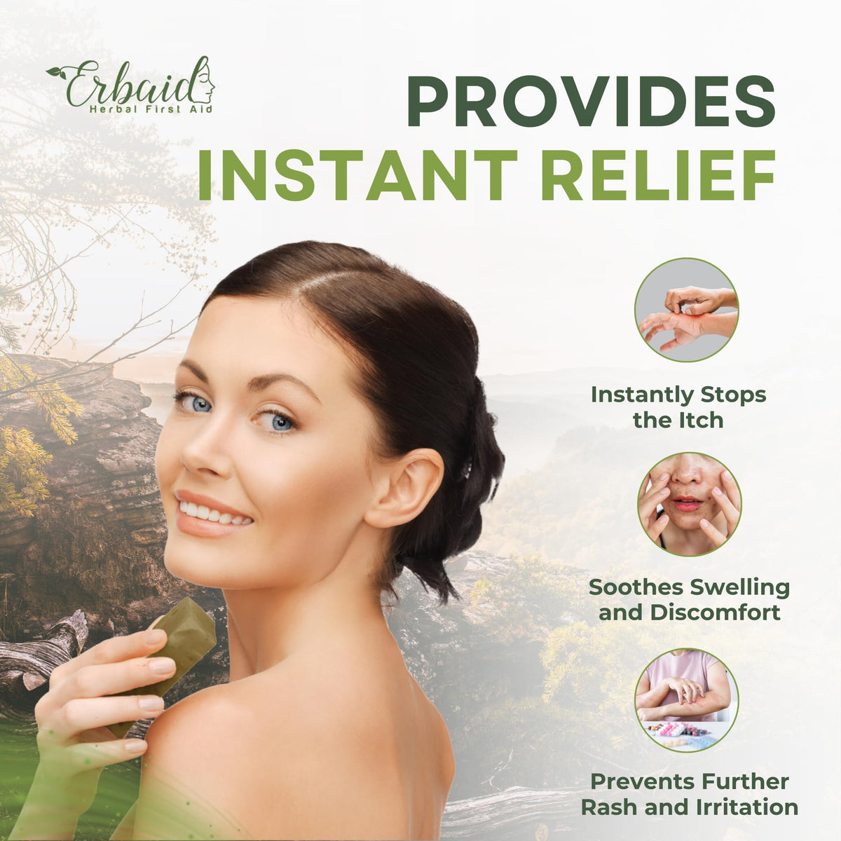 Erbaid soap texture close-up highlighting herbal ingredients and smooth lather