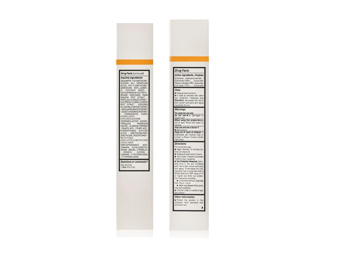 Erborian BB Cream Doré packaging label close-up listing ingredients and SPF benefit