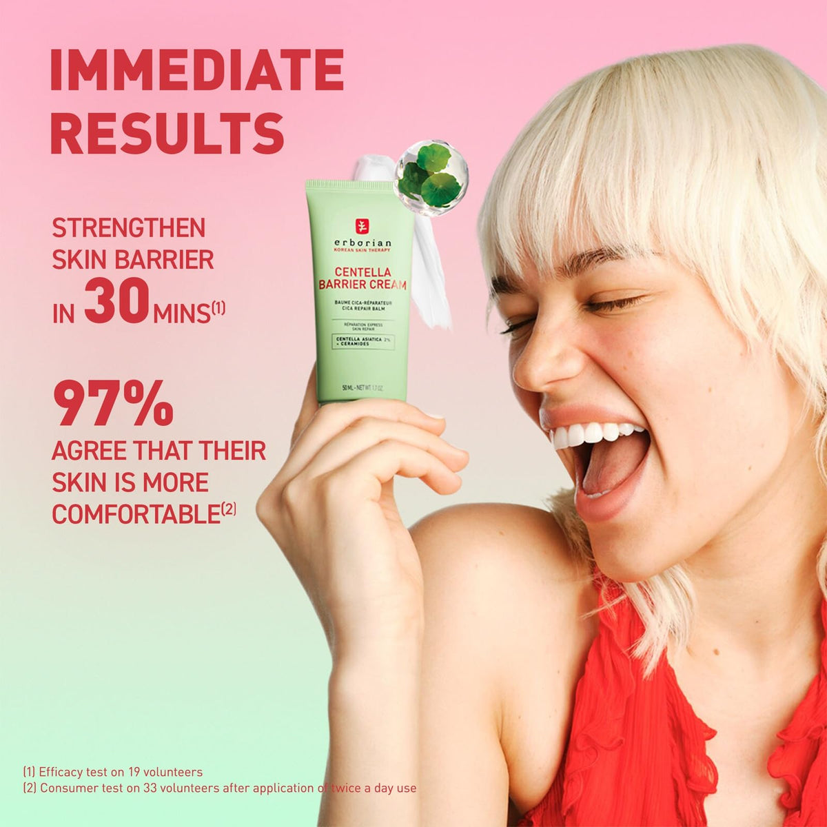 Erborian applied to face as spot treatment delivering targeted barrier support
