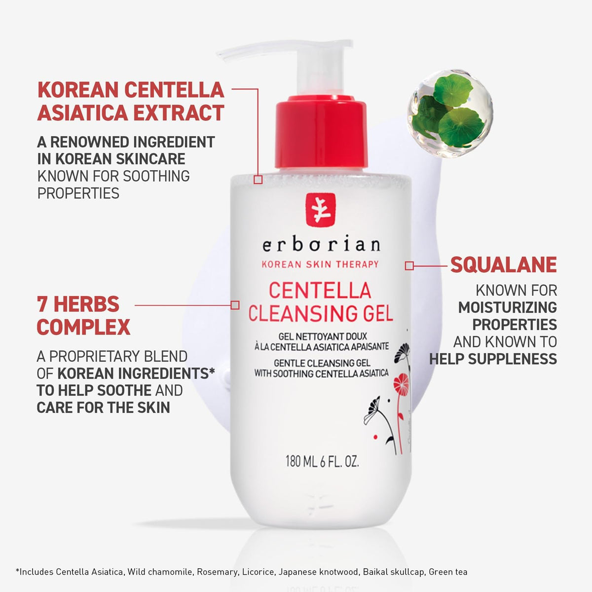 Erborian Centella gel on hand lathering into foam for gentle cleansing