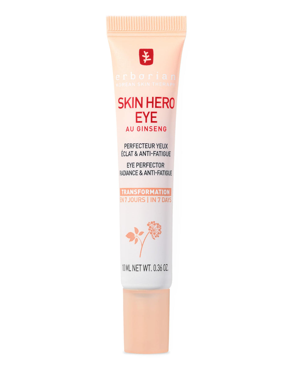 Erborian Skin Hero Eye front tube showing compact travel-friendly packaging and instant radiance