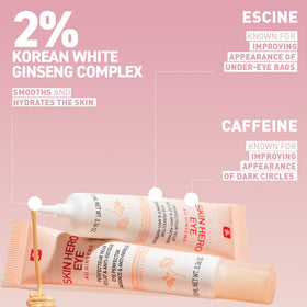 Erborian Skin Hero Eye alongside white ginseng root to highlight active moisturizing ingredient