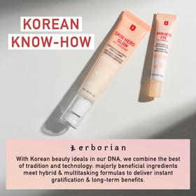 Erborian Skin Hero Eye on bathroom shelf in morning routine setting for quick brightening benefits