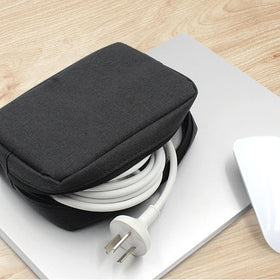 ERCRYSTO filled with chargers and cards demonstrating neat storage