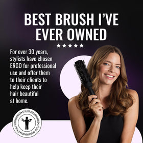 ergo brush in use creating a voluminous blowout for faster drying