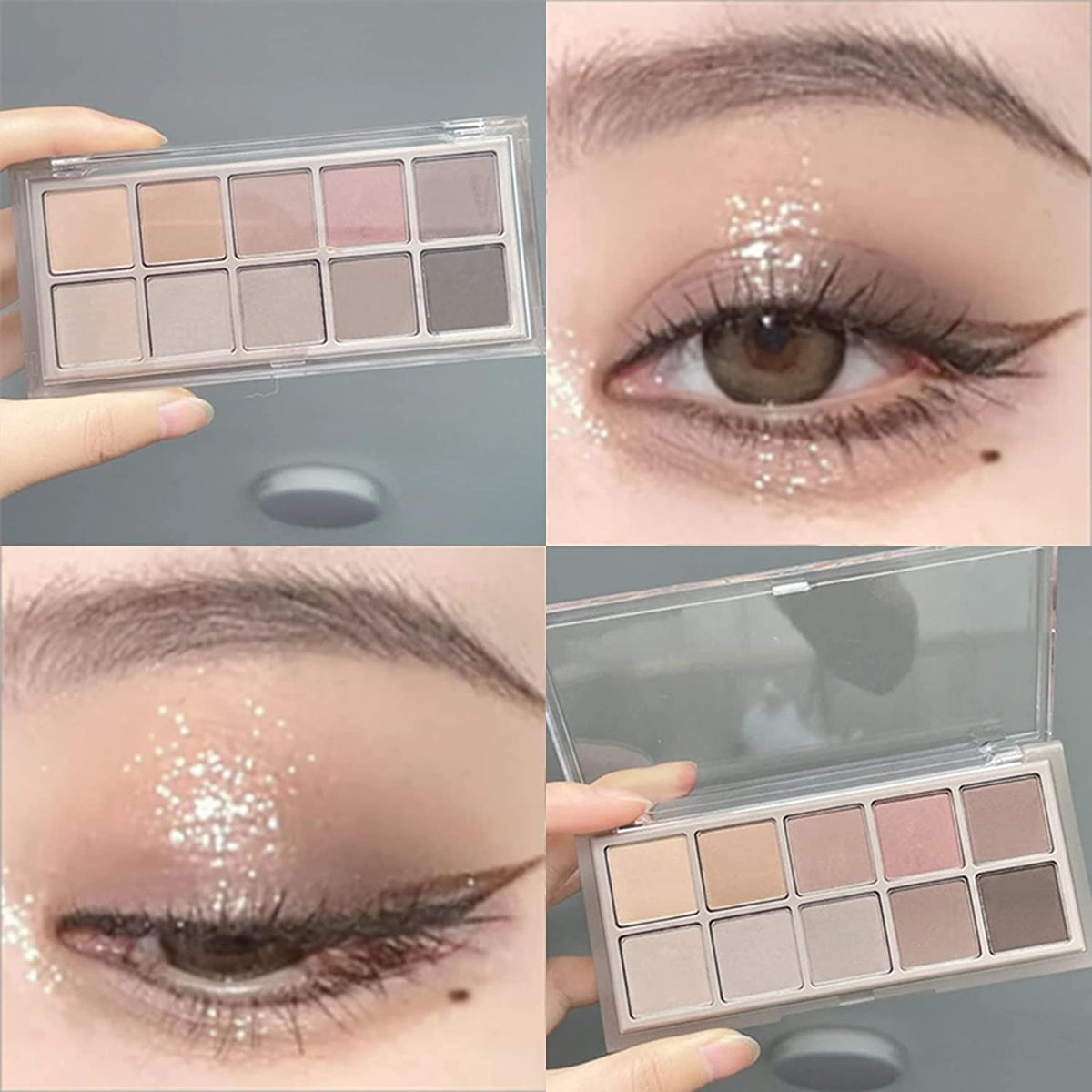 Erinde open palette styled on vanity for travel-ready, everyday makeup convenience