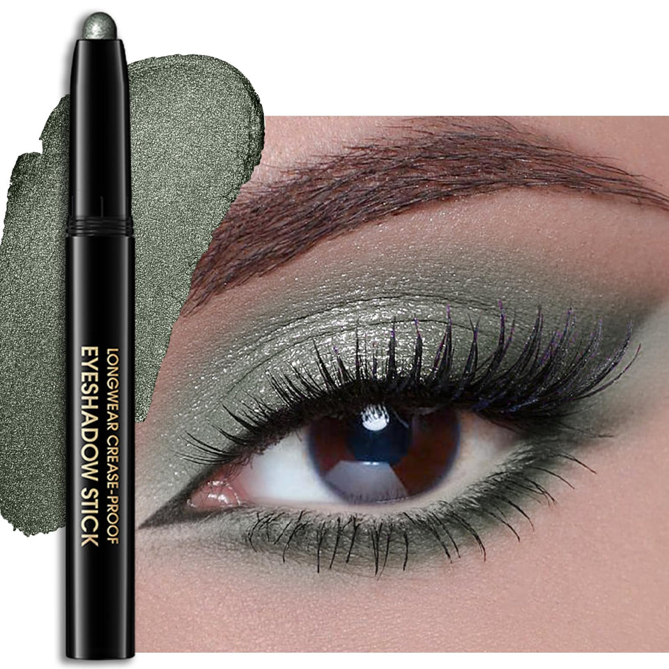 Erinde dark green shimmer stick front view showing color and tip for easy application