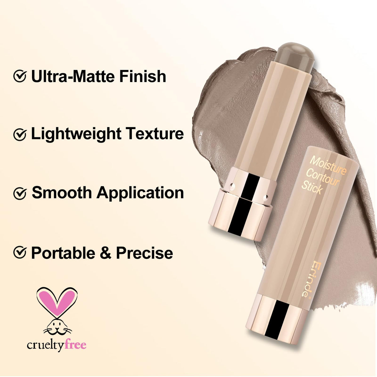 Erinde label close-up showing ingredients and cruelty-free benefit