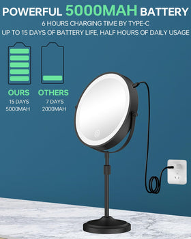 Erlingeryi mirror in use applying makeup with adjustable lighting benefit