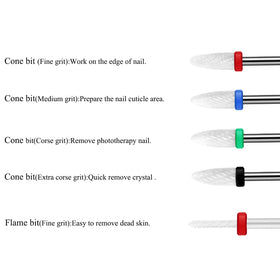 ERUIKA bits installed in electric nail drill demonstrating efficient product removal