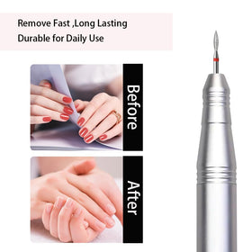 ERUIKA drill bits in-use by manicurist demonstrating precise cuticle cleanup benefit