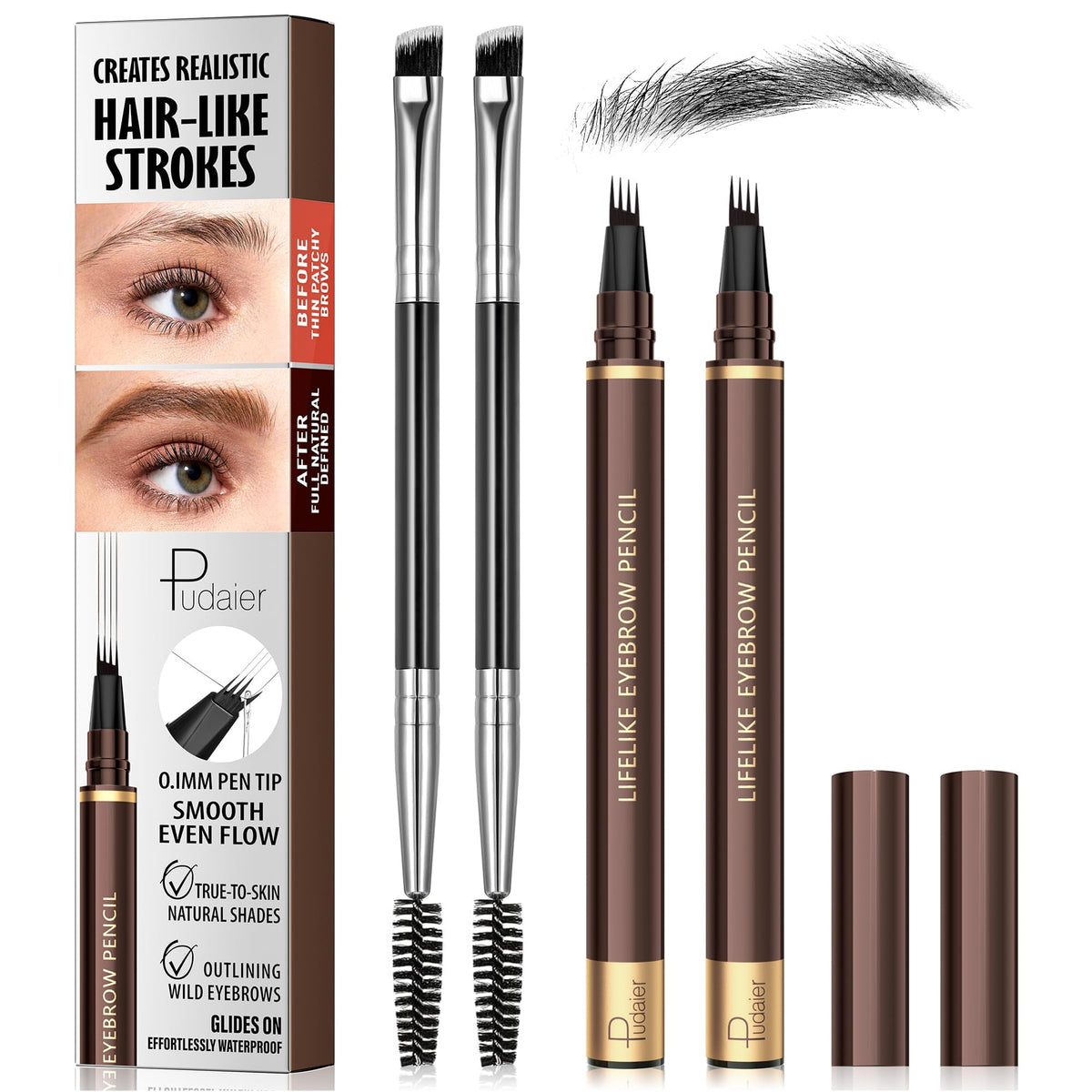 Espoce front packaging showing two pens and brushes for convenient use