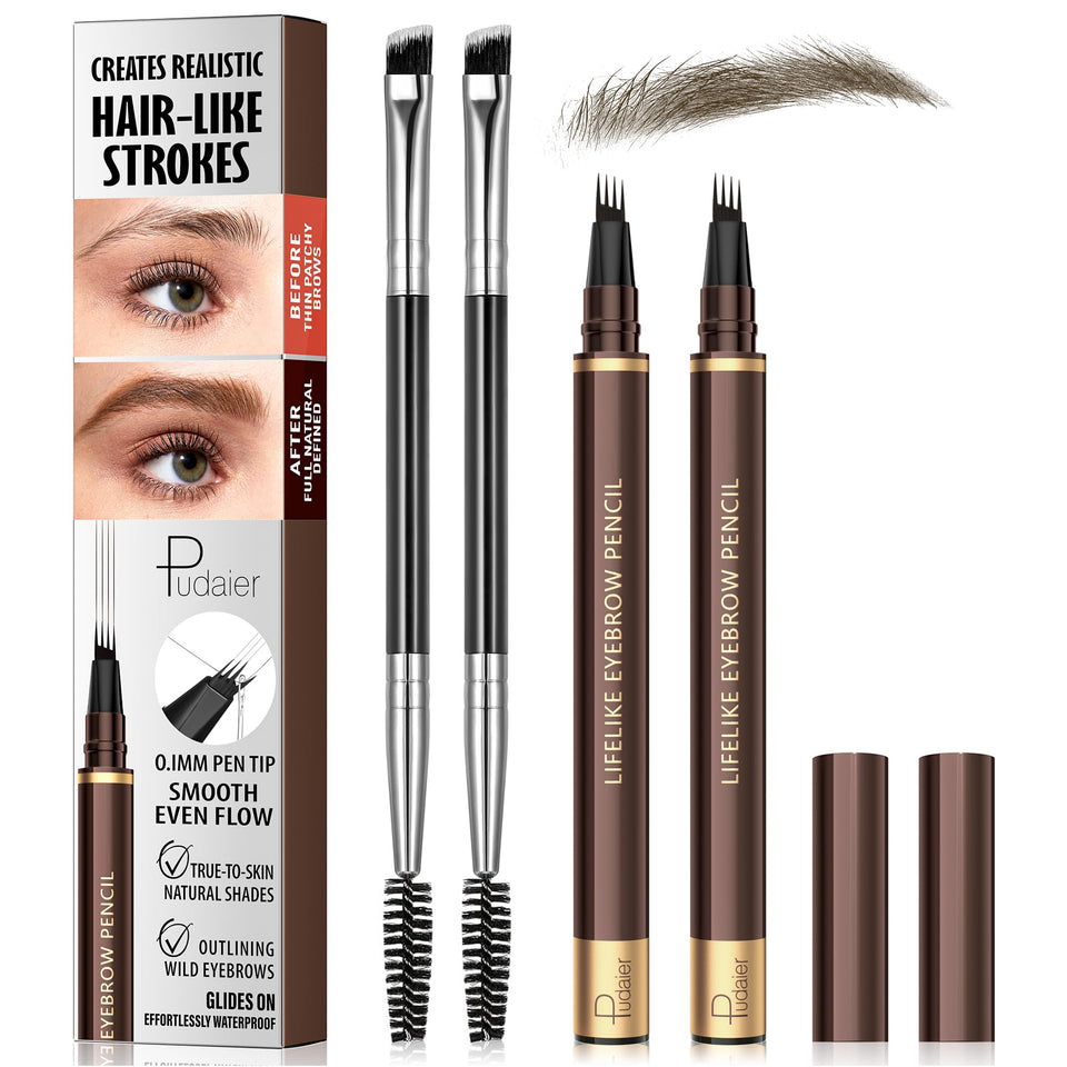 Espoce front packaging showing two medium brown microblading pens, clear value