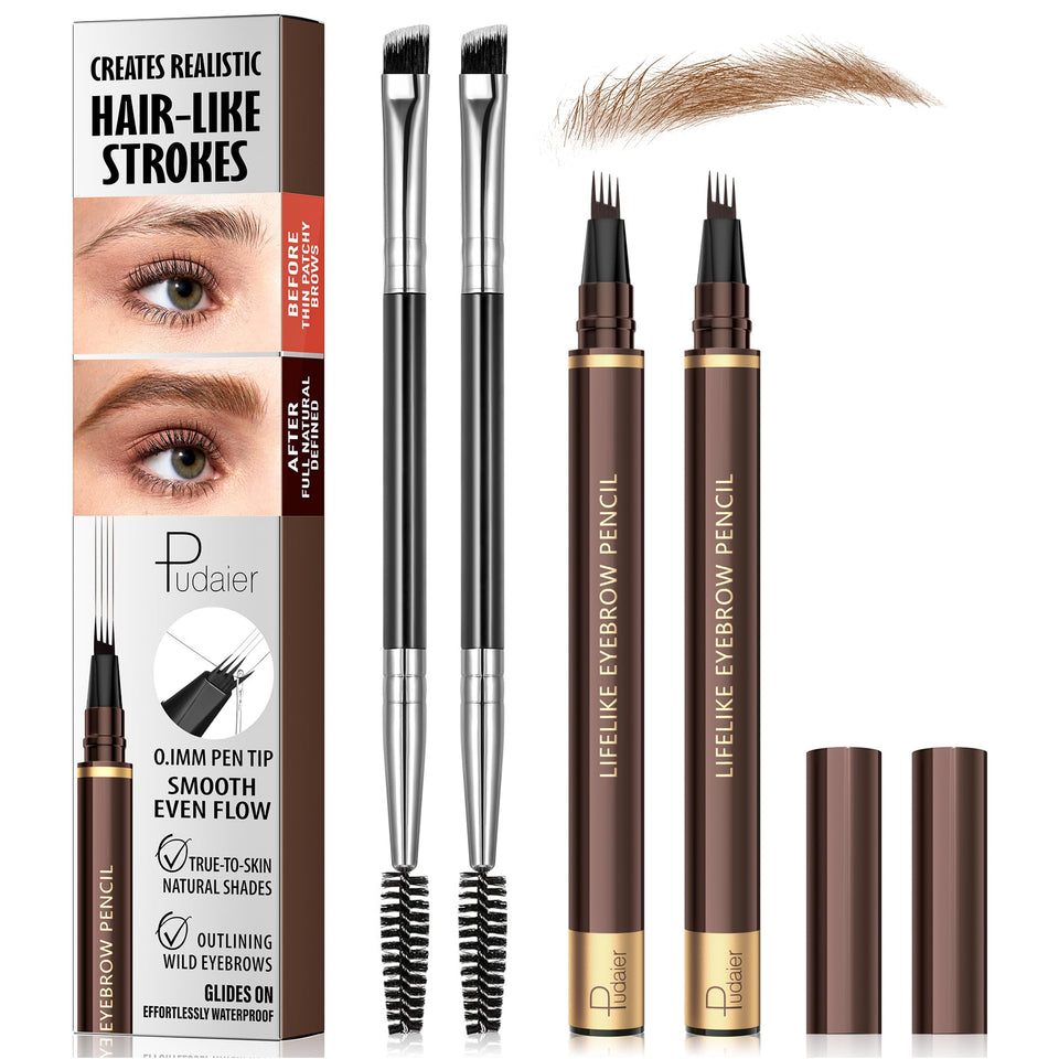Espoce front packaging Natural Brown showing two pens and brushes for easy replacement