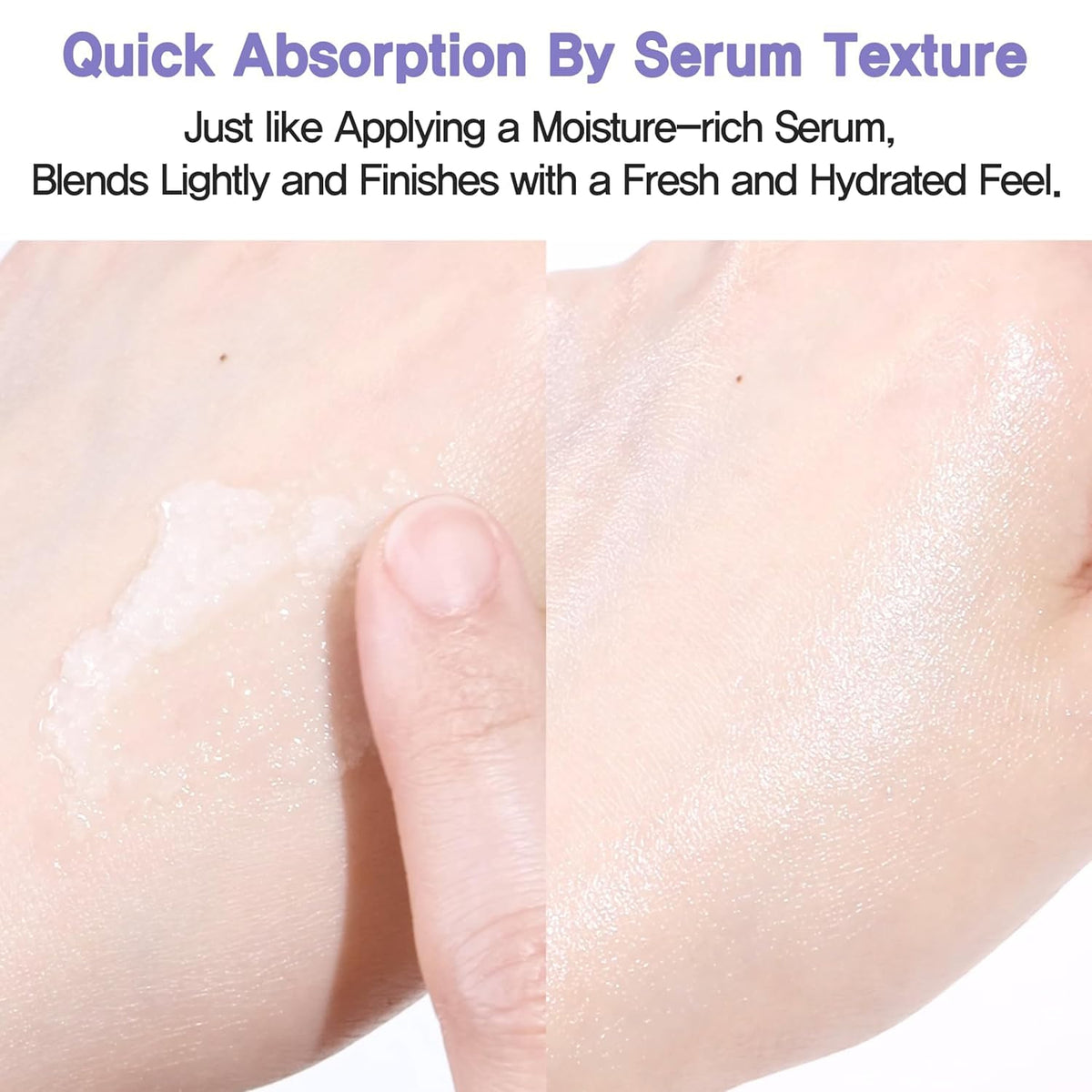 espoir product spread on skin showing quick absorption and mattifying benefit